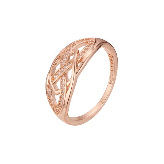 Переплетающаяся полоса с мозаичным покрытием из белого золота cz Кольца из Красное золото 585 пробы