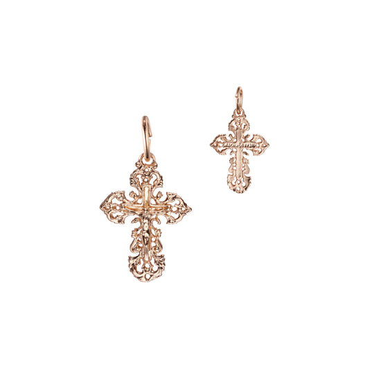 Rose Gold Orthodox Crucifix Cross pendant