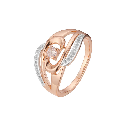 ローズゴールド ツートーン ソリティア リング