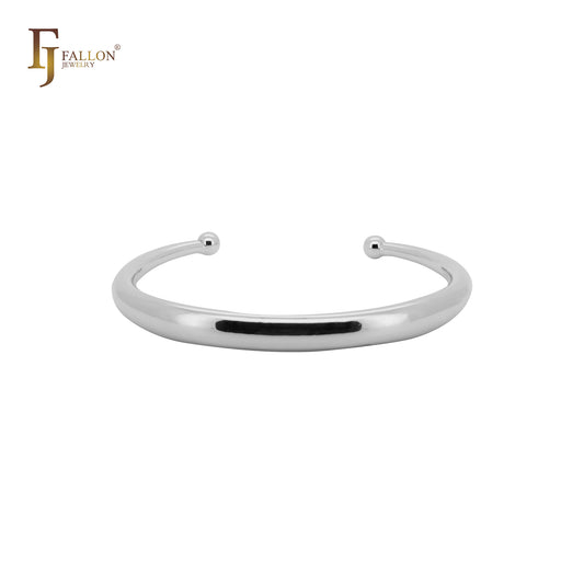 Pulseras tipo brazalete abiertas con cuentas de oro de 14 quilates, oro rosa y oro blanco de forma sencilla