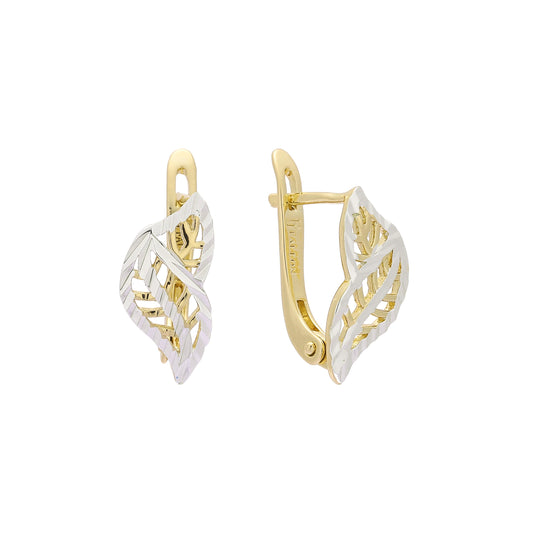 14K ゴールド、ローズゴールド、ツートンカラーのメッキカラーのイヤリング