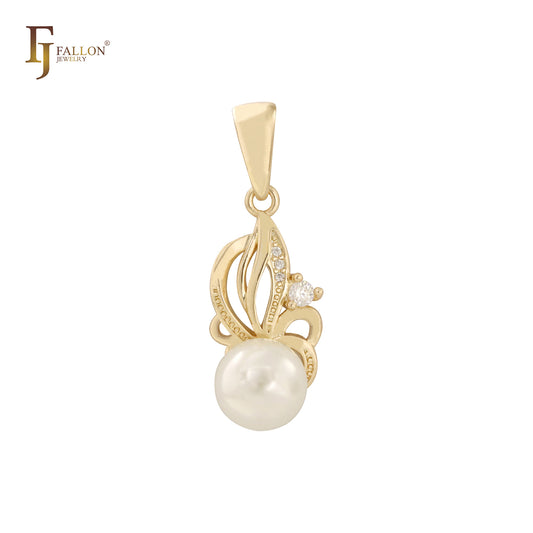 Solitärperle 14K Gold, Roségold, Weißgold Anhänger