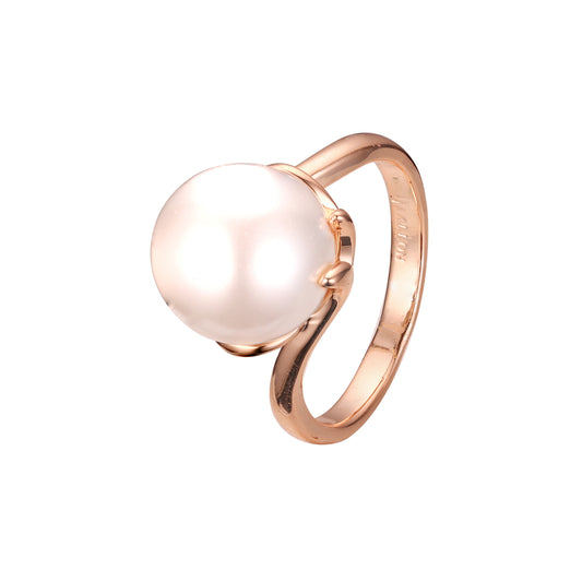 ソリティア 14K ゴールド、ローズゴールド パール リング