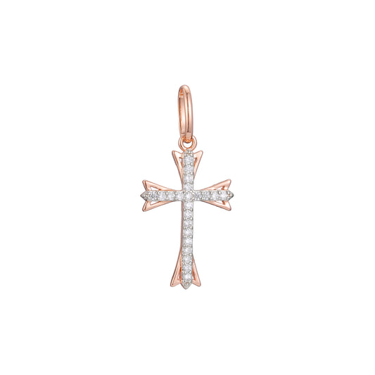 Pingente de Cruz de Malta Latina em ouro rosa de dois tons, cores banhadas a ouro 14K