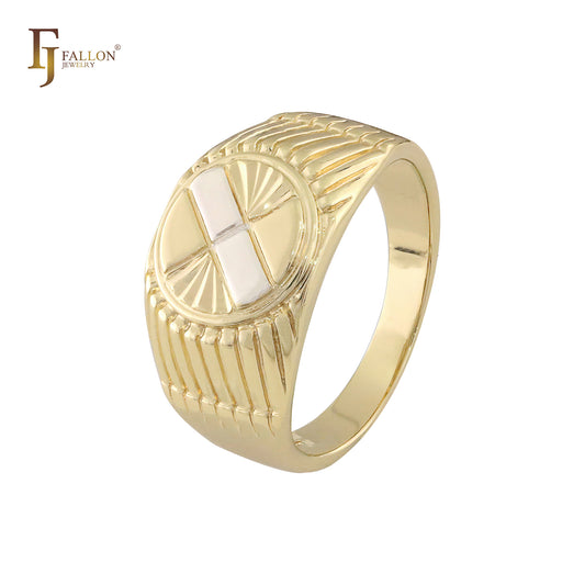 14K ゴールド ツートン メッキのメンズ リング