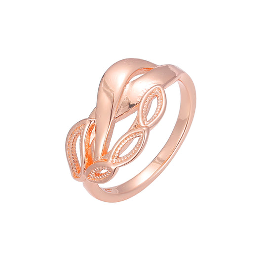 Twisted ribbon band rings plated in Rose Gold