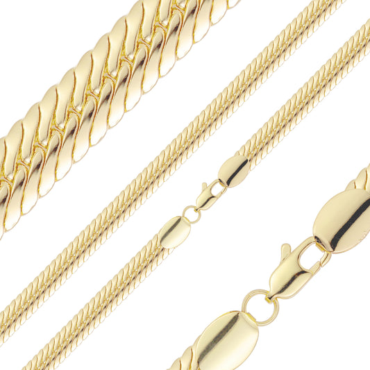 幅広のサーペンタイン スネーク リンク 14K ゴールド、ローズゴールド チェーン