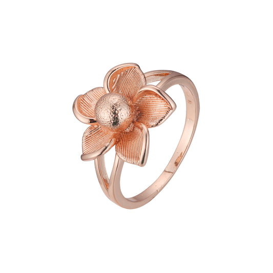 14K ゴールド、ローズゴールドメッキカラーのフラワーリング