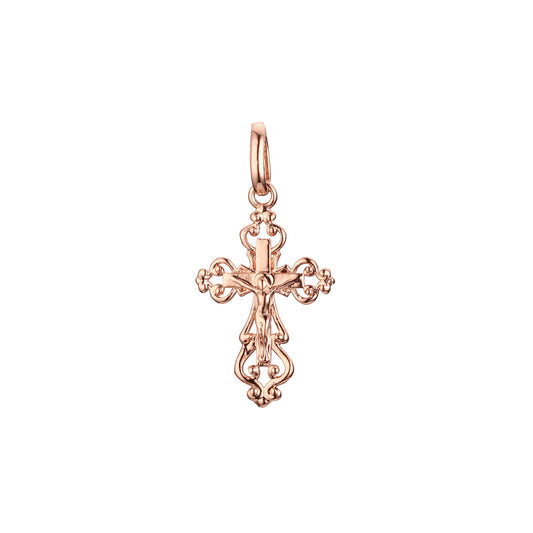 Eastern Orthodox Russian budded pendant in Rose Gold two tone, 14K Gold plating colors
