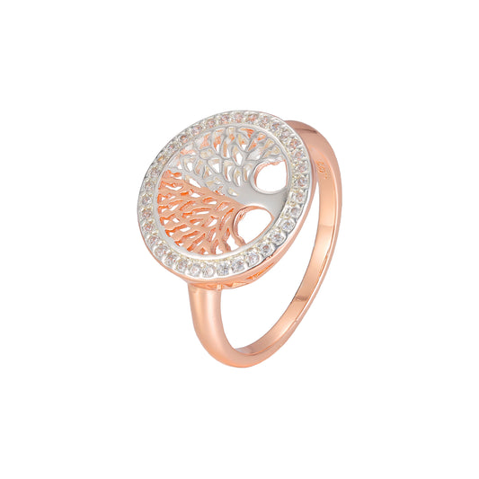 Rose Gold two tone halo tree rings