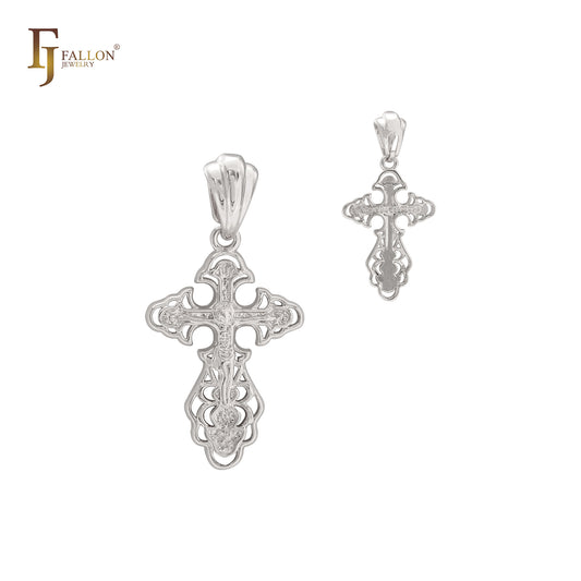 Orthodox Crucifix 14K Gold, Rose Gold, White Gold Cross Pendant