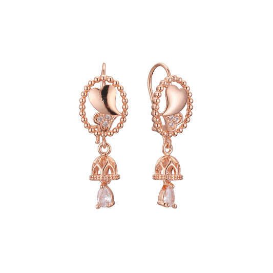 Gancho de arame para lustre com contas em ouro 14K, brincos pendentes em ouro rosa