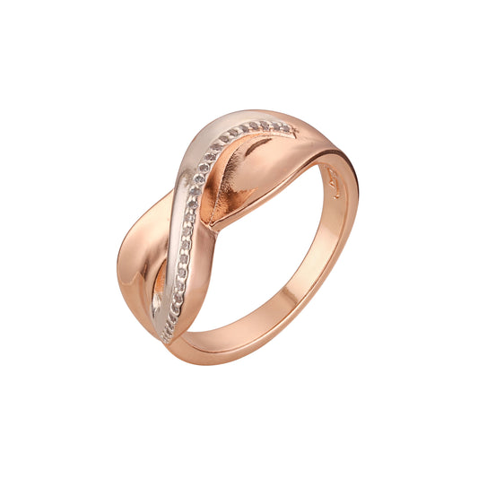 Rose Gold two tone aqua swing wide rings