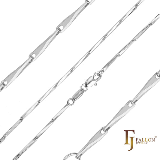 Элегантные двухцветные классические цепочки с необычными звеньями из розового золота