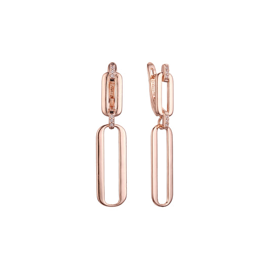 Aretes de clip en Oro 14K, oro rosa, baño de dos colores