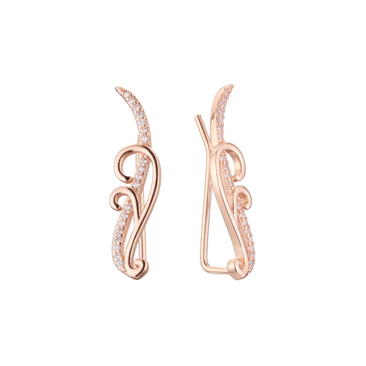 14K ゴールド、ローズゴールド メッキ色のクローラー イヤリング