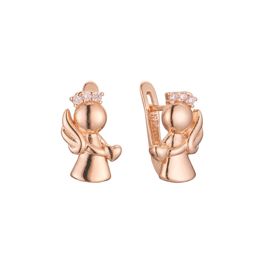 Baby Angel 儿童耳环 14K 金、玫瑰金,双色