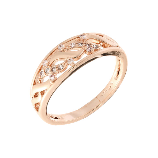 Stacking band leaves white cz Rose Gold rings