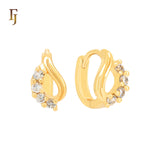 Cluster white CZs 18K Gold Huggie Earrings
