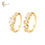 Anillos apilables de racimo en colores de baño de oro de 18 quilates, oro blanco, Oro 14K, oro rosa