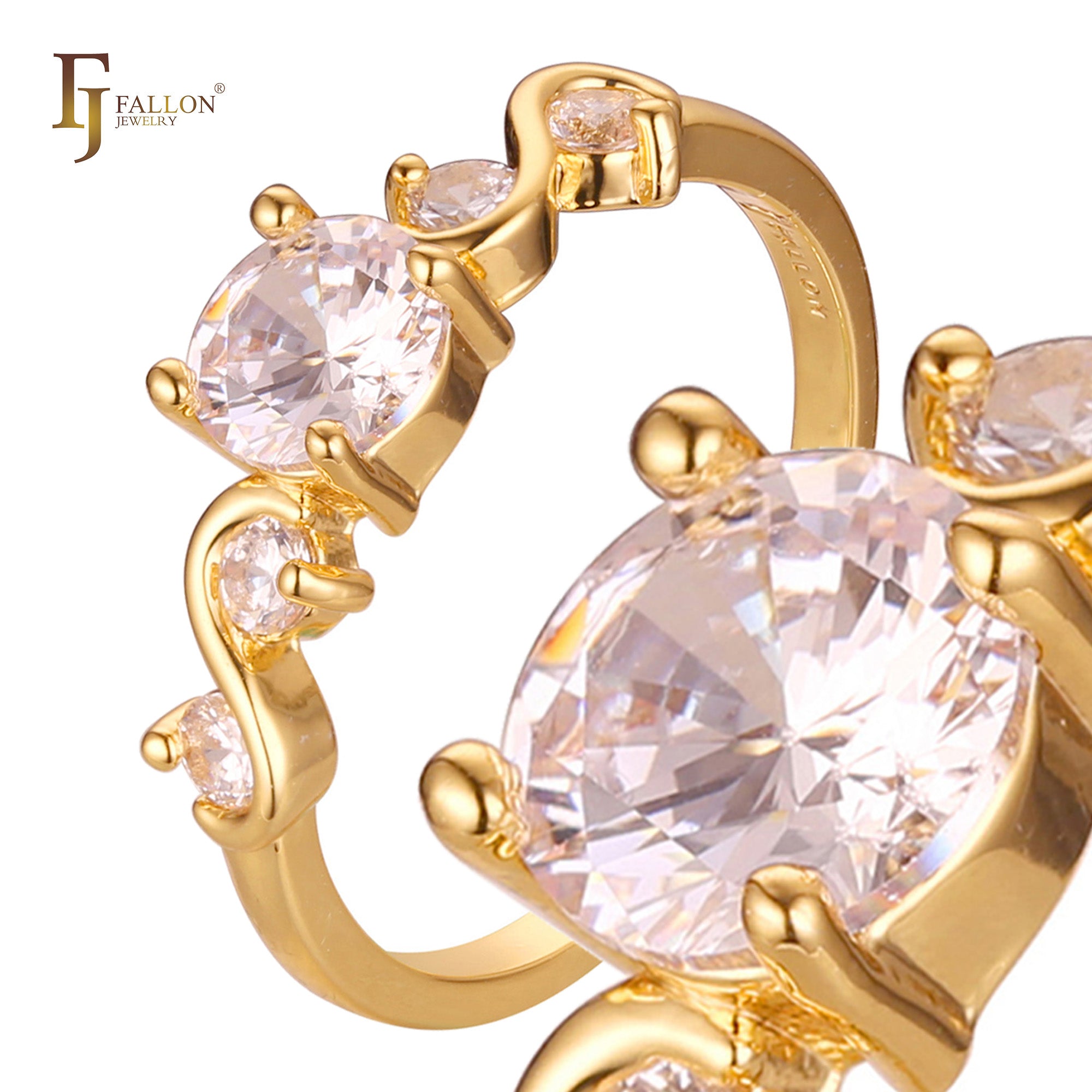 Anillos apilables de racimo en colores de baño de oro de 18 quilates, oro blanco, Oro 14K, oro rosa