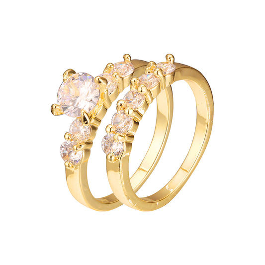 Anéis solitários e conjuntos empilháveis em ouro 18K, ouro branco e cores banhadas a ouro 14K
