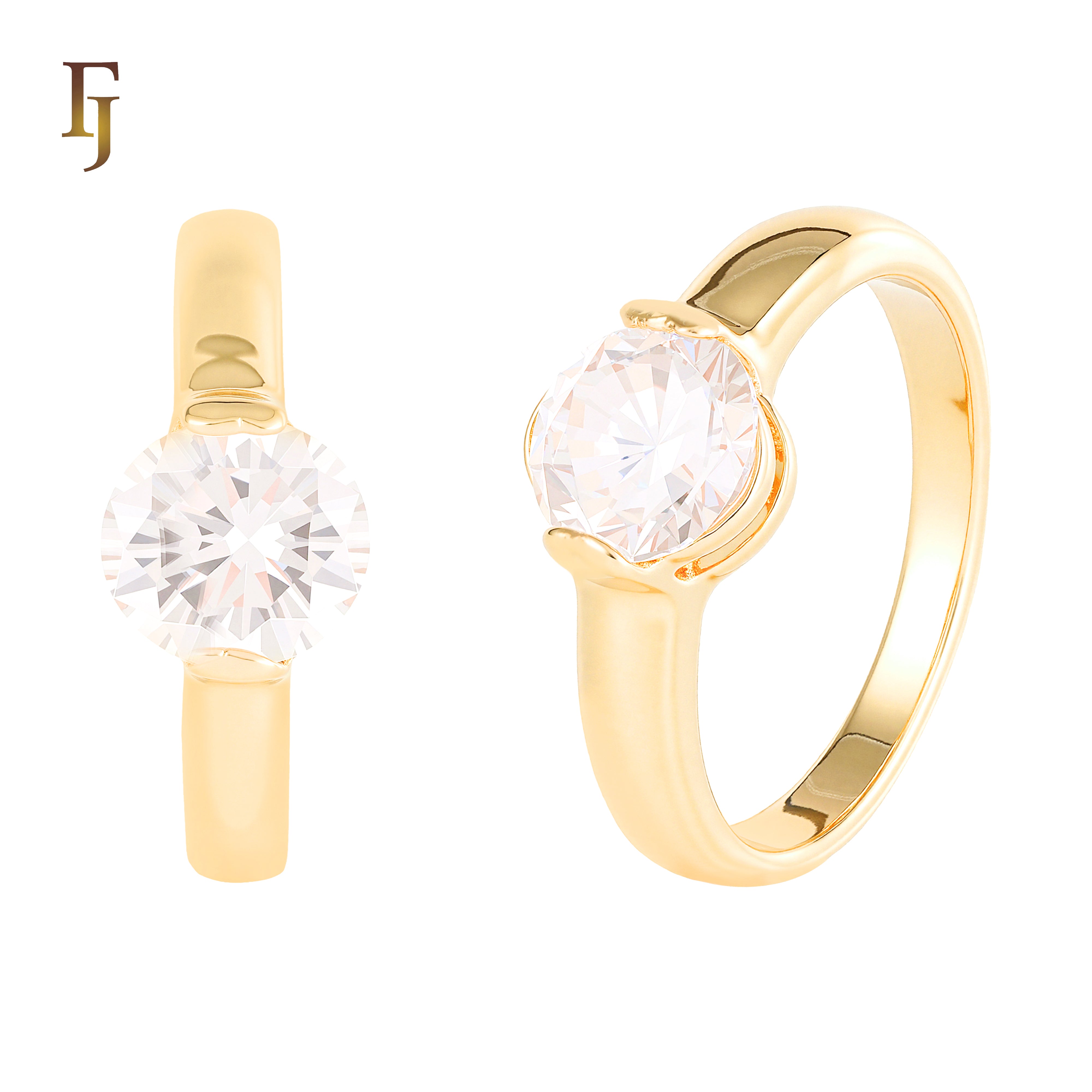 Anillos de tensión Solitario en Oro de 18K, colores baño de Oro de 14K