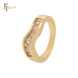 Solitärringe aus weißem Zirkonia und Baguette-Zirkonia, 14 Karat Gold, 18 Karat Gold, stapelbar