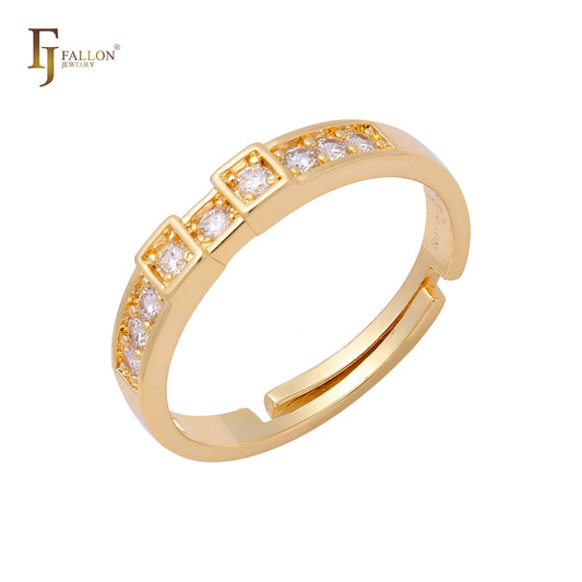 18K ゴールドカラーメッキのクラスターオープンスタッカブルリング