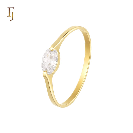 Oval Marquise Solitaire white CZ 18K Gold Engagement Rings