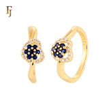 14K Gold seven blue flower stones rings