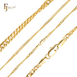 Correntes de elo duplo cubano ouro 14K, ouro 18K, ouro branco