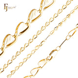 Cadenas de acero con eslabones elegantes de corazón y hojas chapadas en oro blanco, oro de 14 quilates, oro rosa, dos tonos
