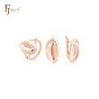 Conjunto de joyas con anillos en oro rosa de dos tonos, con doble cruce ovalado geométrico redondeado