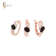 Conjunto de joyas de oro rosa de dos tonos con solitario de circonita cúbica de corte ovalado con garra de cinta y anillos