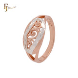 Anillos de moda bicolor en oro rosa con árbol de la vida y hojas.