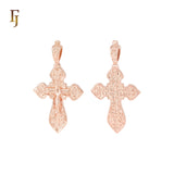 Russian Orthodox Crucifix Rose Gold Cross Pendant Religious