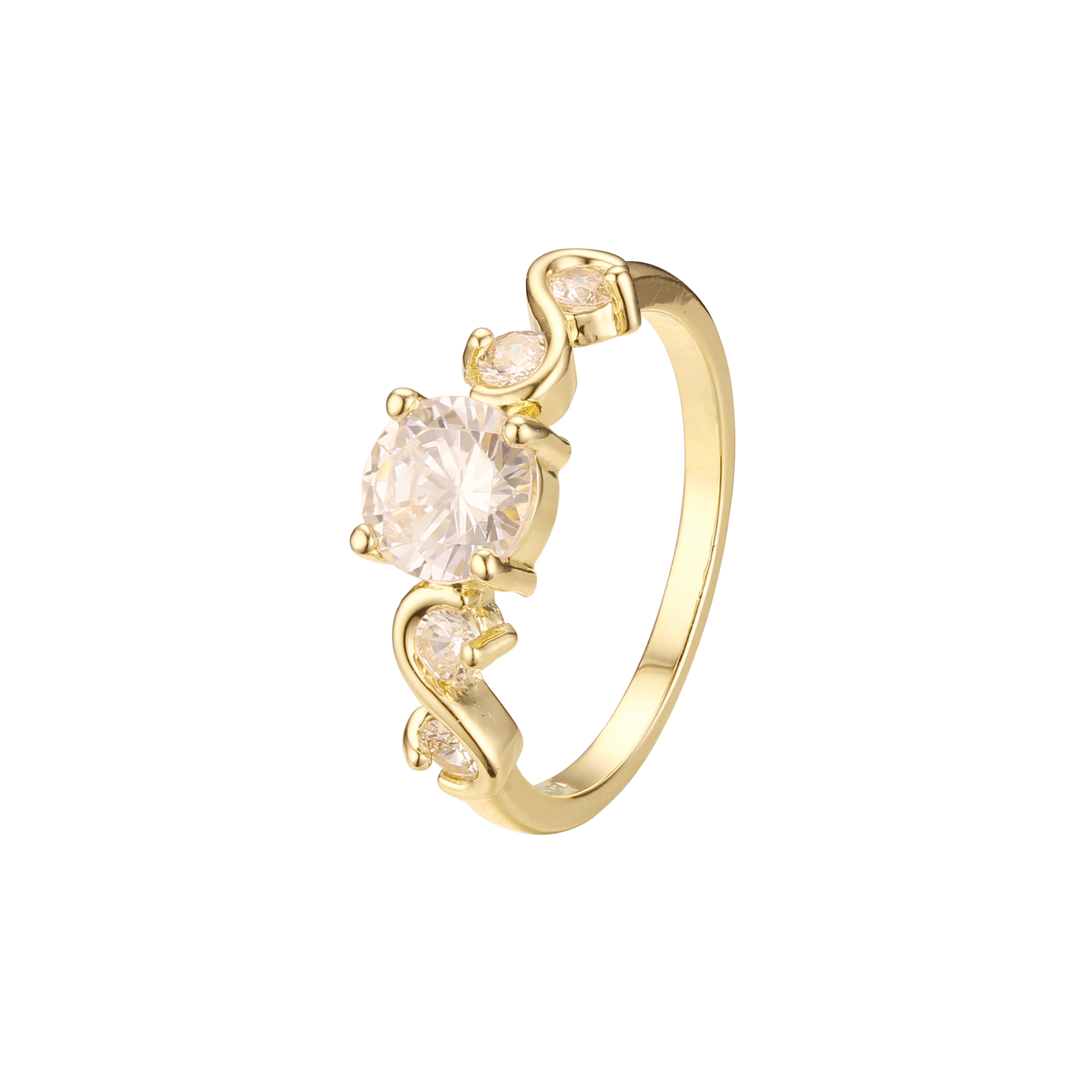 Anillos apilables de racimo en colores de baño de oro de 18 quilates, oro blanco, Oro 14K, oro rosa