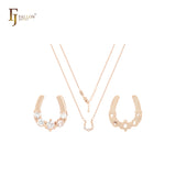 Collar de oro de 14 quilates con forma de herradura de cinco circonitas blancas en racimo
