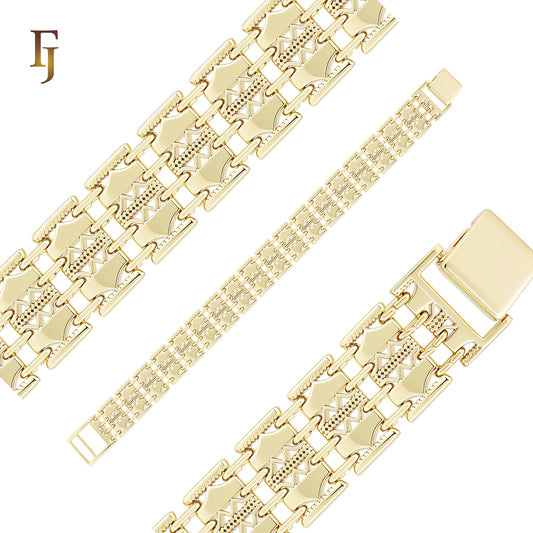 Double fancy bucket link 14K Gold, Rose Gold Bracelets Chains