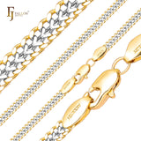 .Two-way Cuban double link chains plated in White Gold Surface flattened SF
