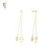 Gold Long Chain Hamsa Drop Earrings with CZ – Dainty Evil Eye Protection Jewelry for Women | FJ Jewelry