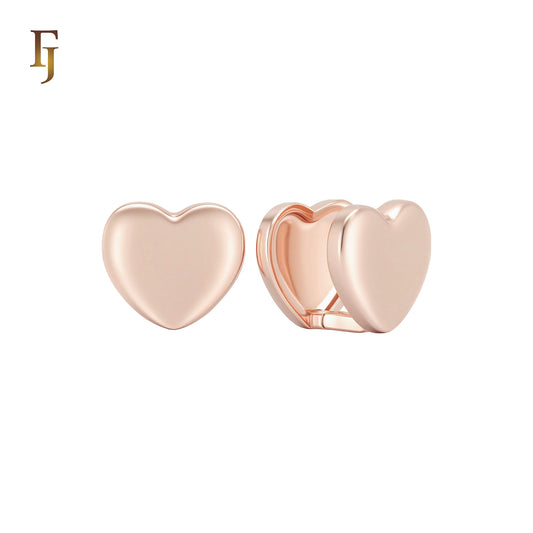 Double Heart shaped 14K Gold, Rose Gold Huggie Earrings