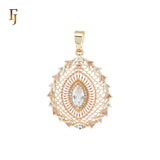 Filigree flower 14K Gold, Rose Gold three tone Pendant
