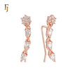 Triple pear shaped white CZs Rose Gold Crawler Ear Climber  Earrings