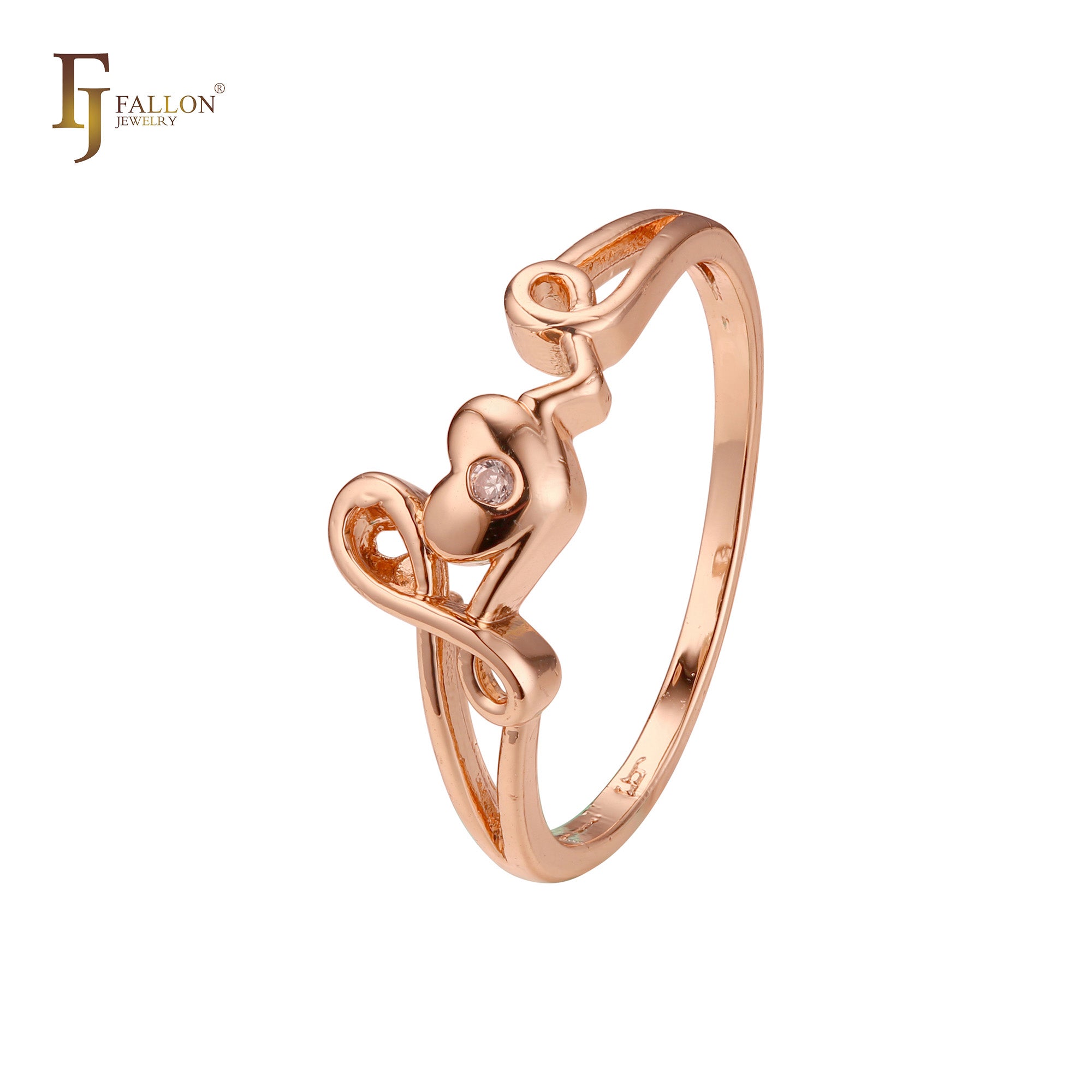 Heart of love white CZ Rose Gold Fashion Rings
