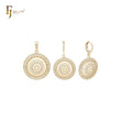 Conjunto de joyas de oro de 14 quilates con colgante y halo de filigrana solar con circonitas blancas en racimo.
