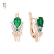 Double Paved white CZs clawed Emerald Rose Gold two tone Russian Lock Earrings