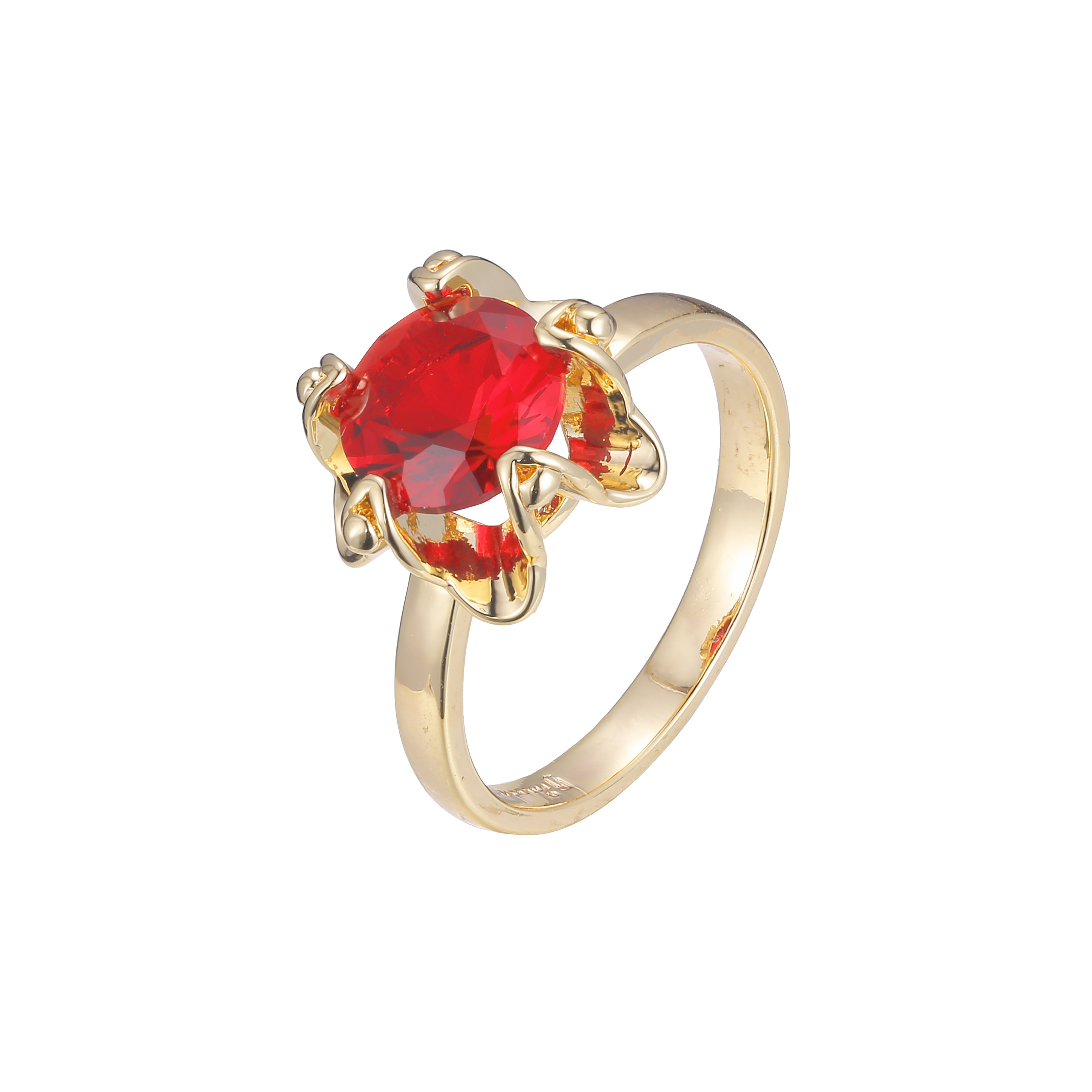 Solitario grandes anillos redondos de piedra en Oro de 18K, baño de Oro de 14K colores