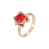 Solitario grandes anillos redondos de piedra en Oro de 18K, baño de Oro de 14K colores